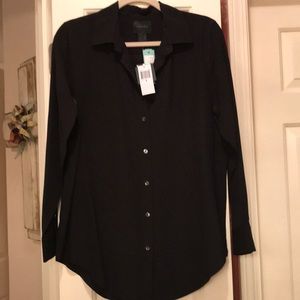 Magaschoni Black Silk Buttonup Shirt. Size M NWT